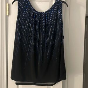 Calvin Klein women top, black with blue dots,size 3X